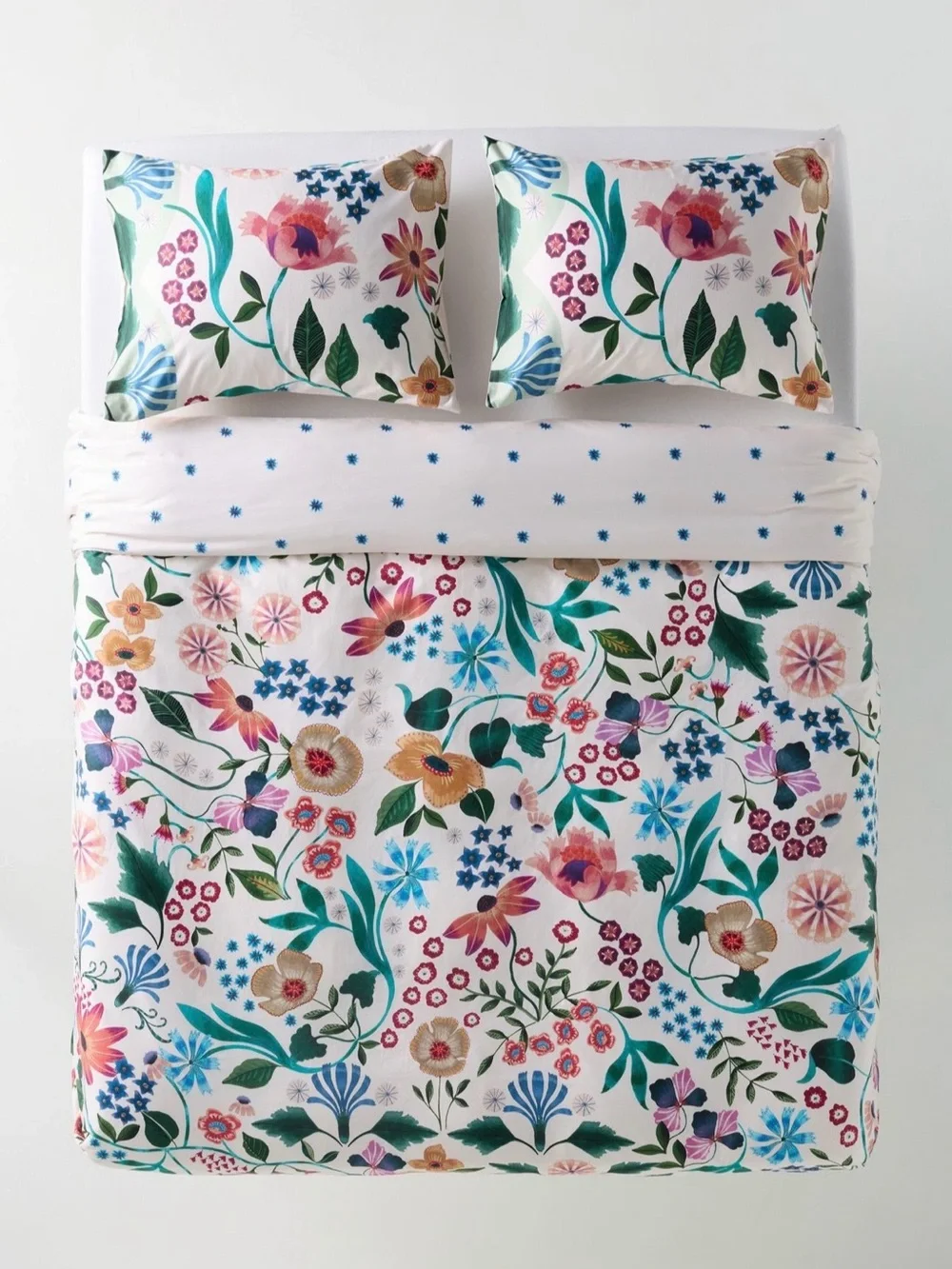 Anthropologie Organic Cotton Printed Sateen Duvet & 2 Shams